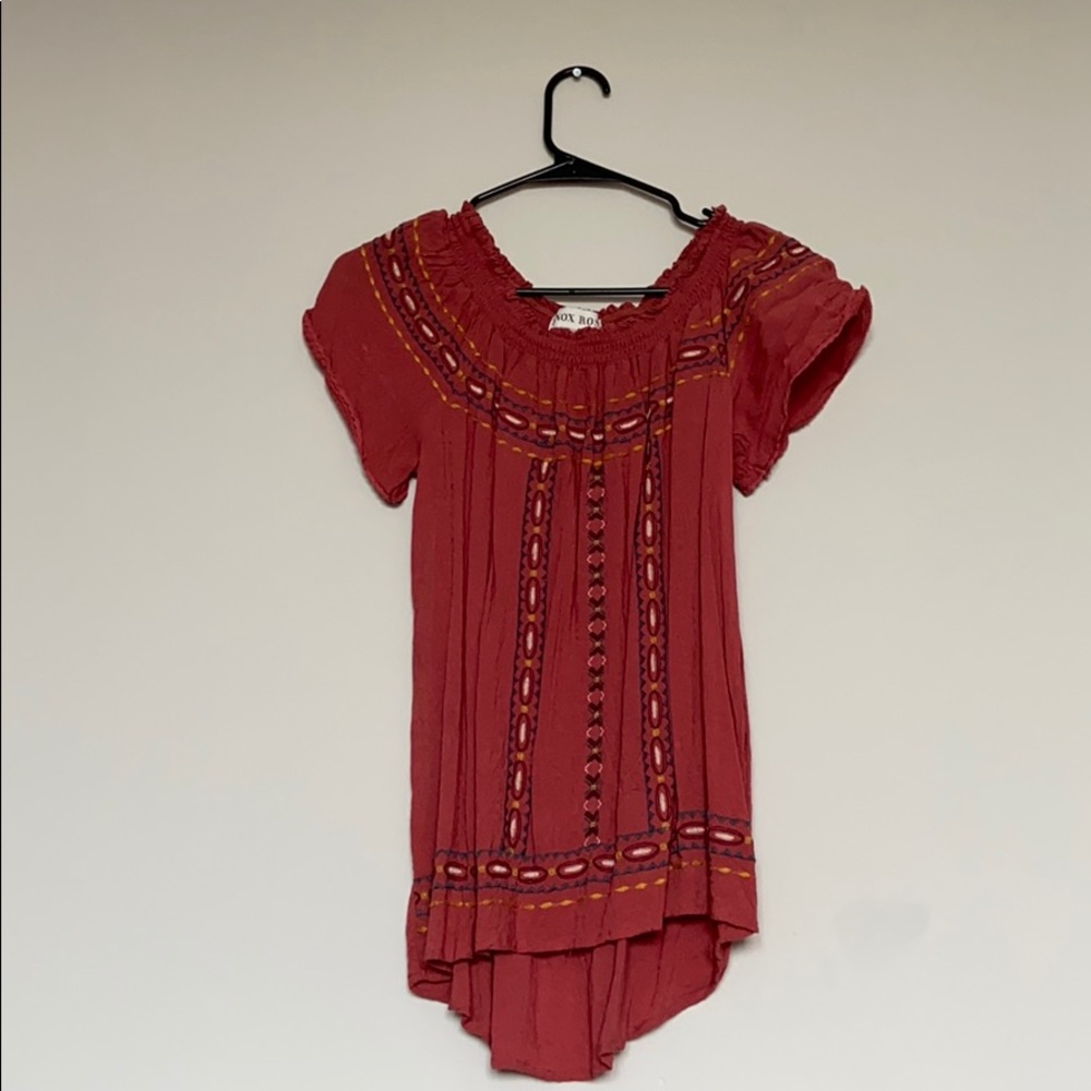 Knox Rose rusty rose off the shoulder top